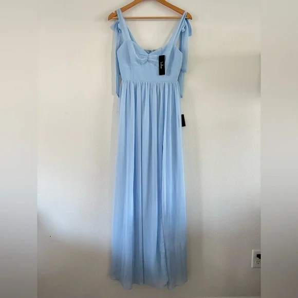 NWT LULU's Chiffon Maxi Big Sexy Side Slit Dress Wedding Bridesmaid Formal Prom - Picture 2 of 12